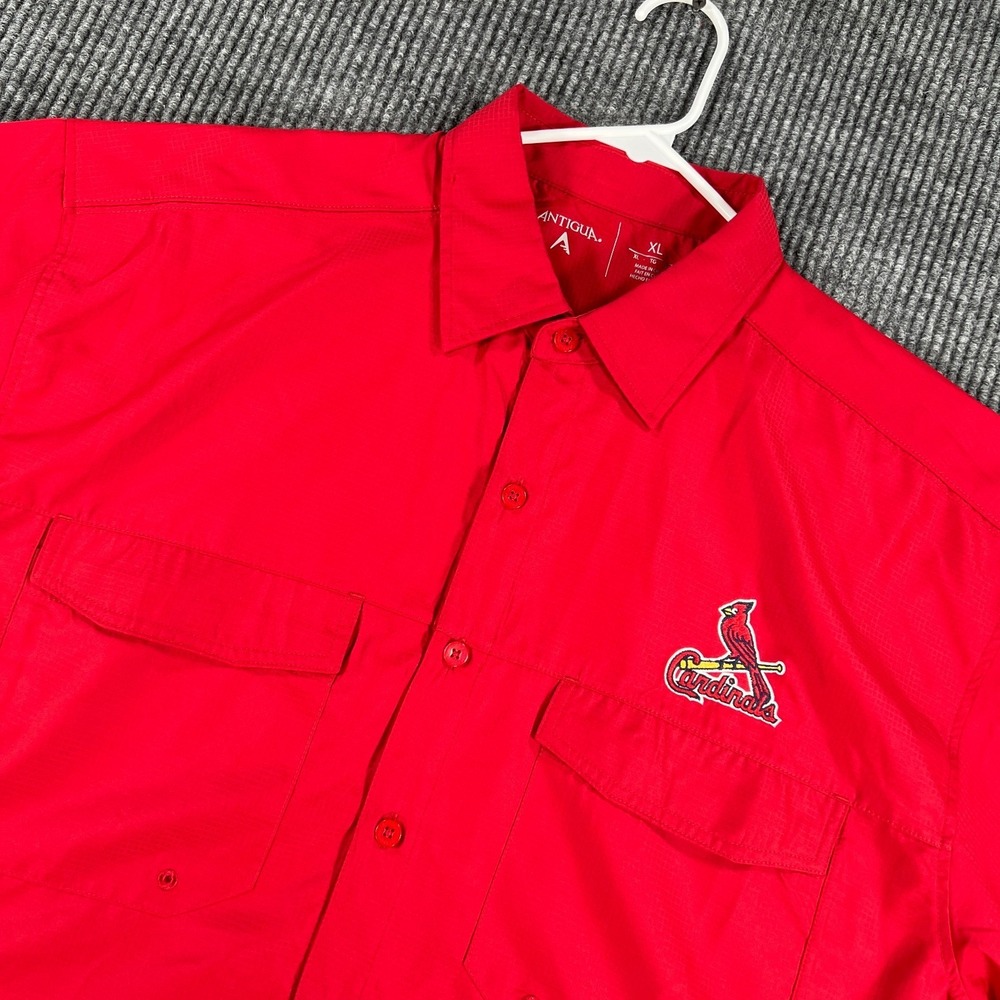 St. Louis Cardinals Shirt Mens XL Extra Large Red‎ Short Sleeve Button Up MLB